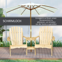 Adirondack Gartenstuhl-Set für 2 Personen, aus Naturholz.