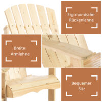Adirondack Gartenstuhl-Set für 2 Personen, aus Naturholz.