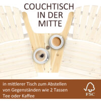 Adirondack Gartenstuhl-Set für 2 Personen, aus Naturholz.
