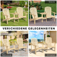Adirondack Gartenstuhl-Set für 2 Personen, aus Naturholz.