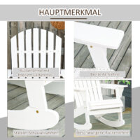 Adirondack Schaukelstuhl für Garten und Balkon weiss
