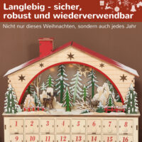 Adventskalender zum Befüllen mit LED für Weihnachten aus Holz