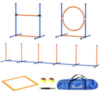 Oranges 4-teiliges Agility-Set, höhenverstellbar, perfekt für individuelles Hundetraining und Verbesserung der Agilität.