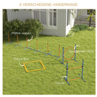 Oranges 4-teiliges Agility-Set, höhenverstellbar, perfekt für individuelles Hundetraining und Verbesserung der Agilität.