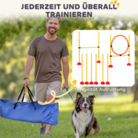 Agility Set Hundetraining mit Hürden und Slalomstangen