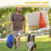 Agility Set Hund 3-teilig mit Hürden Kegeln und Tragetasche