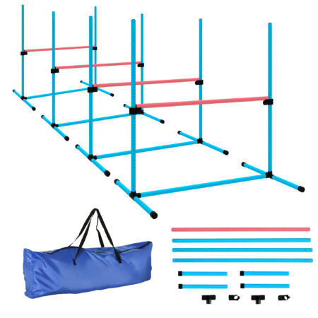 Agility Set für Hunde mit 4 höhenverstellbaren Hürden und Tragetasche