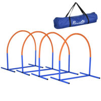 Blau-oranges 4-teiliges Agility Trainingsset mit Tragetasche, ideal für abwechslungsreiches Hundetraining und den Transport.