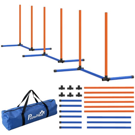 Agility Trainingsset für Hunde mit Slalomstangen und Tasche
