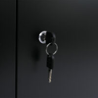 Abschließbarer Aktenschrank aus Metall schwarz mit Rollen