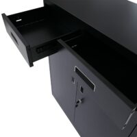 Abschließbarer Aktenschrank aus Metall schwarz mit Rollen