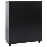 Abschließbarer Aktenschrank aus Metall schwarz mit Rollen