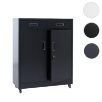 Abschließbarer Aktenschrank aus Metall schwarz mit Rollen