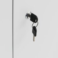 Abschließbarer Aktenschrank aus Metall weiß mit Rollen und Schubladen