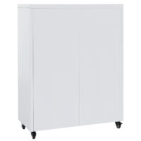 Abschließbarer Aktenschrank aus Metall weiß mit Rollen und Schubladen