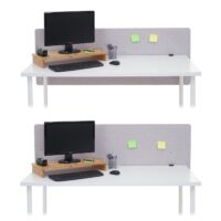 Akustik Tischtrennwand grau 60x160 cm für Büro und Schreibtisch