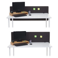 Akustik Tischtrennwand Stoff braun-grau 60x160 cm Schallschutz Büro