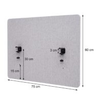 Akustik Tischtrennwand Stoff braun-grau 60x75 cm Büro Sichtschutz