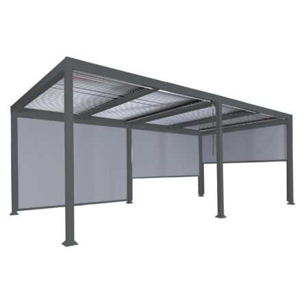 Alu Pergola Lamellen Sandy mit 3 Seitenwänden 3x6m anthrazit