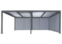 Alu Pergola Lamellen Sandy mit 3 Seitenwänden 3x6m anthrazit