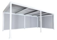 Alu Pergola Lamellen Sandy mit 3 Seitenwänden 3x6m weiss