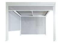Alu Pergola Lamellen Sandy mit Lamellen und 3 Seitenwänden 3x3