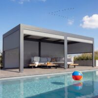 Alu Pergola Lamellen Sandy Lamellenpavillon mit 6 Seitenwänden 3x6m anthrazit