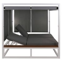Aluminium Gartenliege XL Daybed 200cm 10cm Polster weiss grau