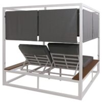 Aluminium Gartenliege XL Daybed 200cm 10cm Polster weiss grau