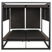 Aluminium Gartenliege XL mit 10cm Polster 200cm dunkelgrau