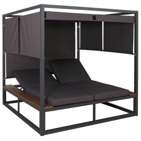 Aluminium Gartenliege XL mit 10cm Polster 200cm dunkelgrau