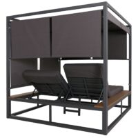 Aluminium Gartenliege XL mit 10cm Polster 200cm dunkelgrau