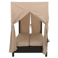 XL Aluminium Gartenliege mit 10cm Polster schwarz-creme