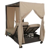 XL Aluminium Gartenliege mit 10cm Polster schwarz-creme