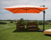 Ampelschirm Gastronomie mit Ständer Polyester 3x3m terracotta