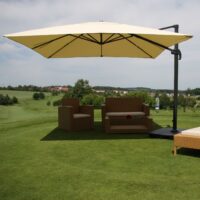 Ampelschirm drehbar mit Ständer Polyester & Alu 3x3m creme