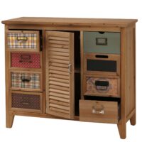 Apothekerkommode Schrank Schubladen Etikettenhalter Vintage Shabby Fensterladen 80x91x40cm natur