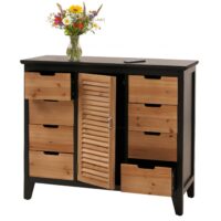 Apothekerkommode Schrank Staufächer Schubladen Vintage Fensterladenoptik 80x91x40cm schwarz