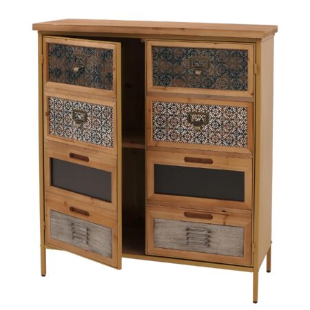Apothekerkommode Highboard Schrank Staufächer Vintage Shabby-Look 94x80x35cm blau