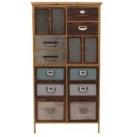 Apothekerkommode Highboard Schubladen Vintage Shabby-Look 136x73x35cm blau Metalloptik