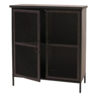 Apothekerkommode Highboard Schrank Staufächer Vintage Shabby-Look 94x80x35cm Metalloptik