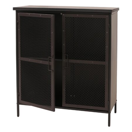 Apothekerkommode Highboard Schrank Staufächer Vintage Shabby-Look 94x80x35cm Metalloptik