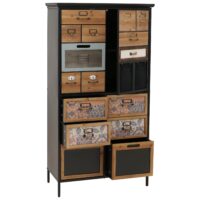 Apothekerkommode Highboard Schubladen Vintage Shabby-Look 136x73x35cm natur/blau/weiss