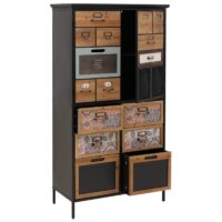 Apothekerkommode Highboard Schubladen Vintage Shabby-Look 136x73x35cm natur/blau/weiss