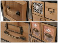 Apothekerkommode Highboard Schubladen Vintage Shabby-Look 136x73x35cm natur/bunt