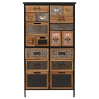 Apothekerkommode Highboard Schubladen Vintage Shabby-Look 136x73x35cm natur/bunt