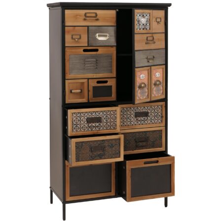 Apothekerkommode Highboard Schubladen Vintage Shabby-Look 136x73x35cm natur/bunt