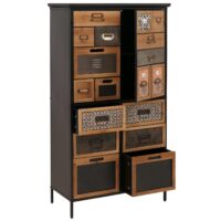 Apothekerkommode Highboard Schubladen Vintage Shabby-Look 136x73x35cm natur/bunt