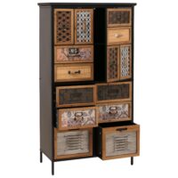 Apothekerkommode Highboard Schubladen Vintage Shabby-Look 136x73x35cm natur/bunt Metalloptik