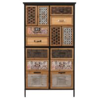 Apothekerkommode Highboard Schubladen Vintage Shabby-Look 136x73x35cm natur/bunt Metalloptik